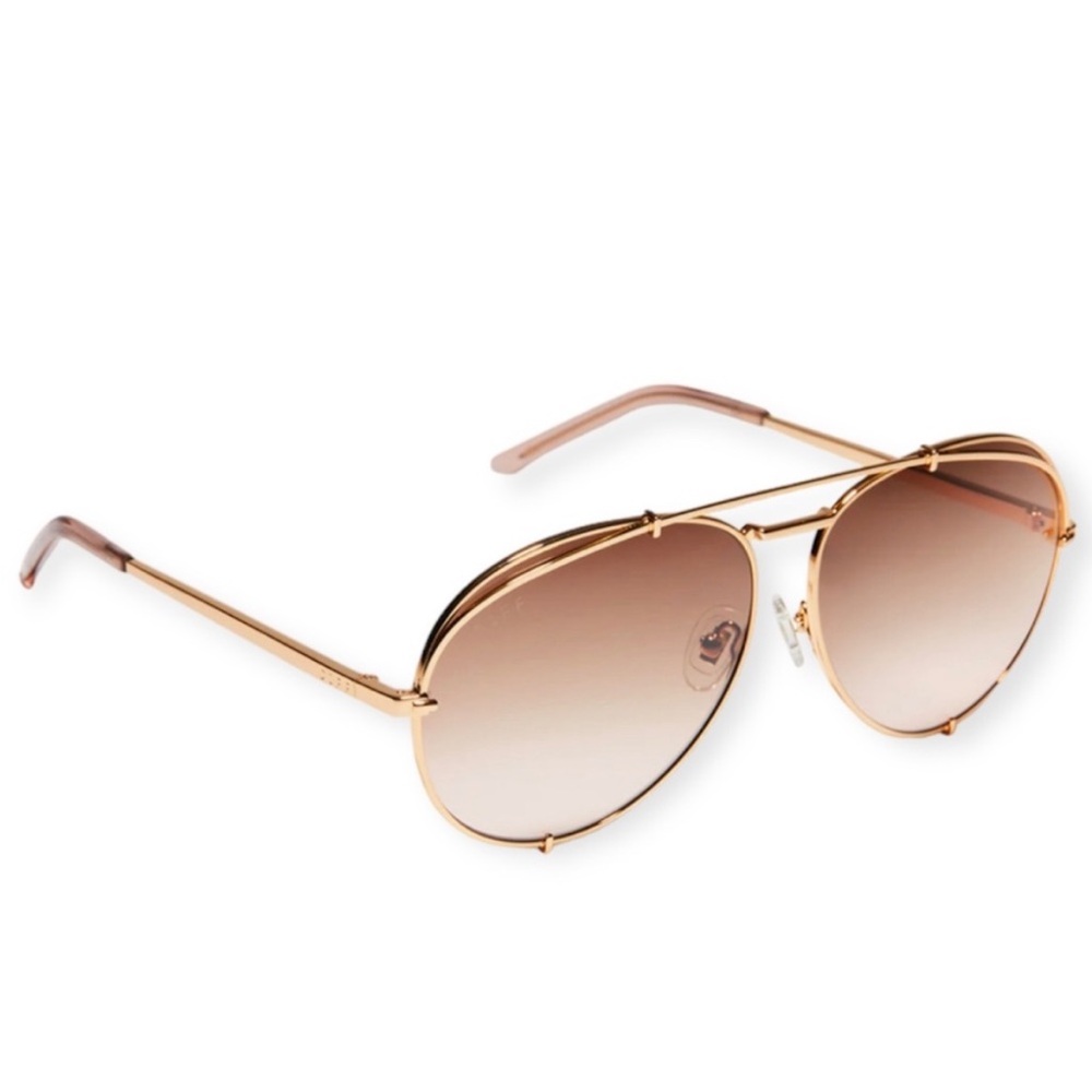 Gold Frame Brown Gradient Aviator Sunglasses - Wo… - image 3